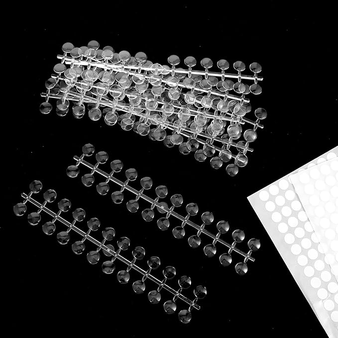 240 pcs Clear Nail Polish Swatch Dots Round False Nail Display Tips Transparent Nails Art Color Display Chart Color Sample Chart Card Sticks Colorful Polish DIY Training Practicing Displaying