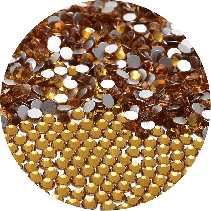 NCB 3000pcs Flatback Round Glass Nail Art Rhinestones Crystal for DIY Making Accessories Shoes, Clothes, Face Art, Bags, Manicure (Topaz, SS5 3000pcs)
