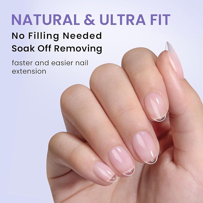 BTArtbox Half Matte Soft Gel Nail Tips - 320pcs Pre-Shaped Almond Nails, Full Cover Acrylic Fake Nails Medium, Clear Ultra Fit & Natural False Nails for Nail Extension, 16 Sizes