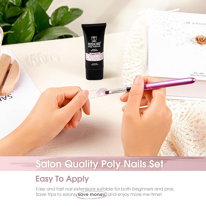 ROSALIND Light Purple Poly Extension Gel, 80ml/2.7 oz Gray Pink Poly Nail Gel Building Enhancement for Nail Art Decoration, Fall Colors Nail Thickening Extension Easy to DIY Use at Home Need UV Lamp
