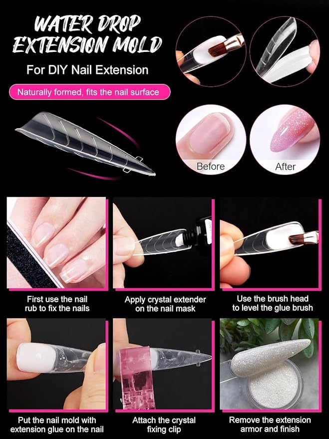 EBANKU Dual Nail Forms for Poly Extension Gel 120 PCS Structure Poly Nail Gel Stiletto Nail Tips for Builder Gel Solid Nail Gel Glue Nail Art Design Salon&DIY
