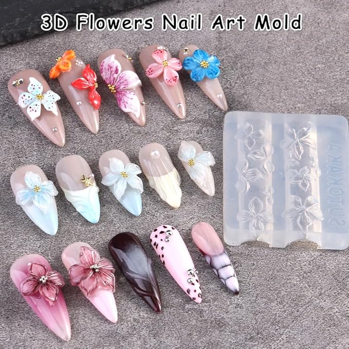 Solid Builder Gel for Nails, 30g Clear Non-Sticky Sculpting Hard Gel for 3D Carving Building Modeling Extension with Flower Silicone Mold, Sculpture Pen Nail Art Salon Home DIY