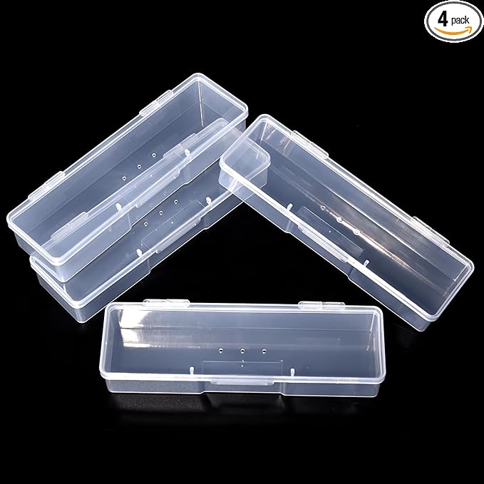 4Pcs Transparent Storage Boxes For Nail Tool Professional Pedicure Manicure Tools Set Plastic Nail Art Tool Box Storage Case Nail Supplies, White
