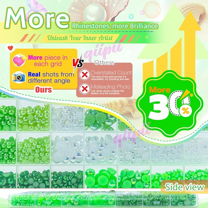 28 Types Green Flatback Pearls w B7000 Jewelry Glue for Bedazzling Crafting 3mm 4mm 5mm 6mm 8mm 10mm Flatback Colorful AB Half Pearls Charms for Nails Face Makeup Crafts Tumblers Bottles Shoes
