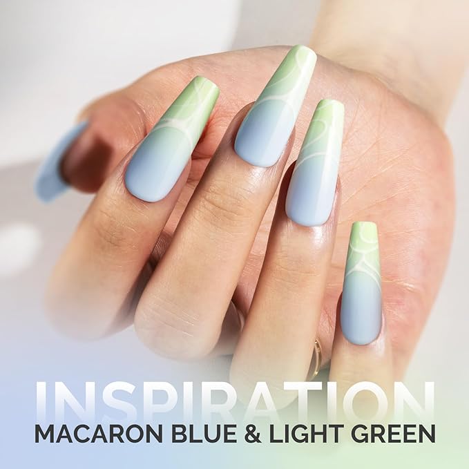MelodySusie Thick Gel Nail Polish Set- 2 Pcs 15ML Baby Blue & Macaron Green Gel Polish Set Soak Off UV LED Christmas Gift for Women Nail Art Manicure Salon DIY Nail Design Decoration at Home