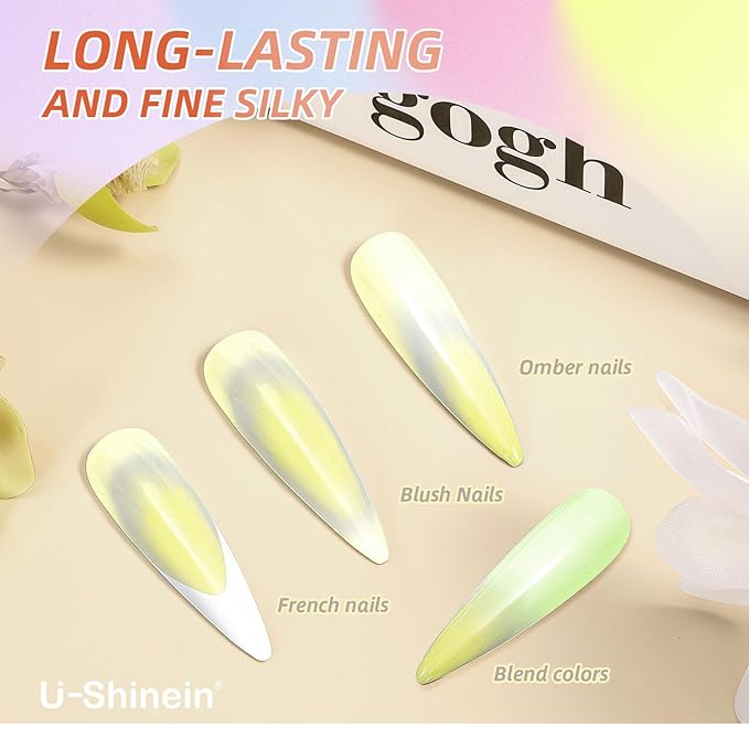 Cushion Gradient Painting Gel, Ombre Nails Aura Nails Full Coverage Precise Control of Each Dip Matte Effect Non-Wip Long Lasting French Manicure Soak Off UV LED DIY Nail Art (06)