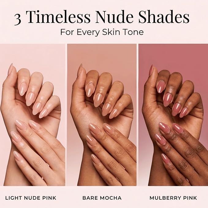 WilloTips Soft Gel Press-On Nail Tips – Medium Almond | 3 Nude Shades, 15 Sizes per Set | Gel-X Nail Extension Style, Tips-Only Refill Pack + Nail Art Sticker Sheets (No Glue, No Lamp)