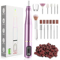 Cordless Nail Drill Electric Nail File Kit, Rechargeable Efile Set, Portable Acrylic Gel Nail Polish Remover Machine, Pedicure Manicure Tool, 11 Bits, 56 Sanding Bands, Salon Home, Purple