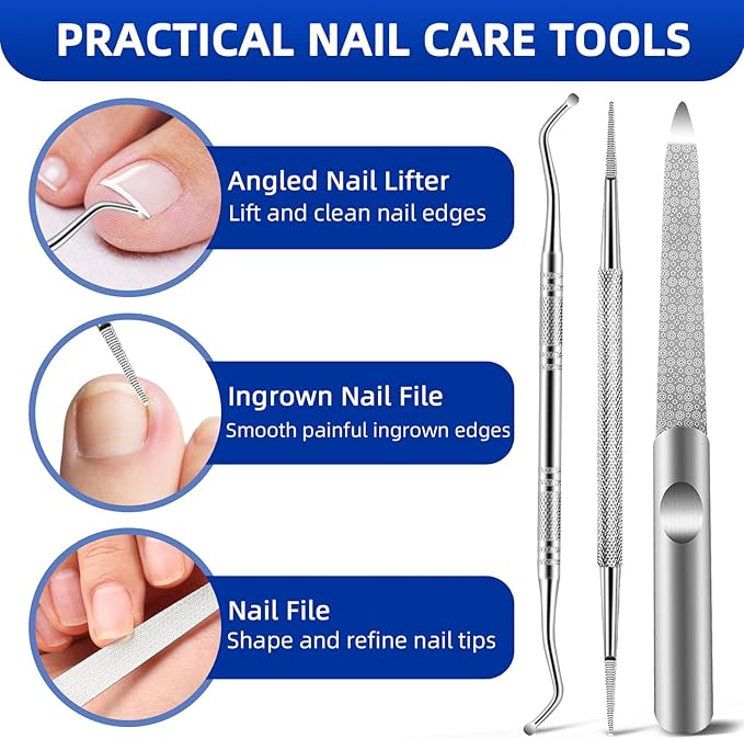 6PCS Toenail Clippers for Seniors Thick Toenails, Heavy Duty Nail Clippers for Men, Ultra Sharp Slanted Ingrown Toenail Clippers with Catcher, Wide Jaw Large Nail Cutters with Leather Case