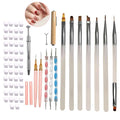 65Pcs Nail Art Tools Set, Professional 7Pcs Nail Art Brushes and 2Pcs Striping Liner Brush, 3Pcs Dual Tipped Dotting Pen, 4-types Cat Eye Magnet, 50Pc Nails Sponges for Ombre & Grabbing Pen