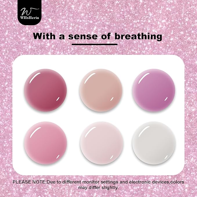 TPO Free Jelly Translucent Gel Nail Polish Set，6pcs 10ml Red Pink Purple Milk White Long-lasting Soak off UV Light Suit Give It to Women as a Gift for Daily Life at Home (119-C)