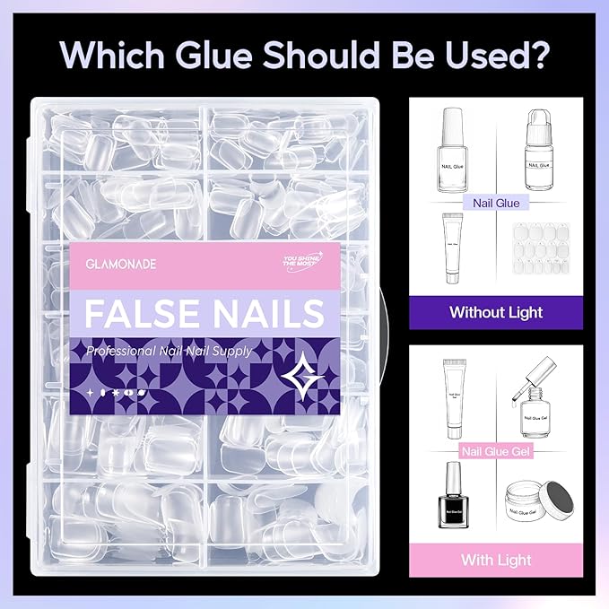 Press On Nails Extra Short Square - 312pcs Gel Tips Full Cover Extension Pre-Shape Fake Acrylic DIY 12 Sizes