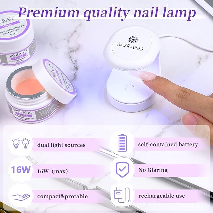 SAVILAND Gel Nail Glue 2pcs 15ML with 2 Basic Colors Nail Extension Kit Clear Nude Nail Strengthen Gel