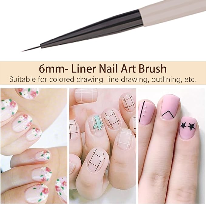 Painting Nail Art Brushes, Liner Nail Brushes, Nail Design Painting Brush, Watercolor Paint Brush for Nails, Acrylic & Gel Nail Polish Brush for Manicure Salon & DIY Home Manicure