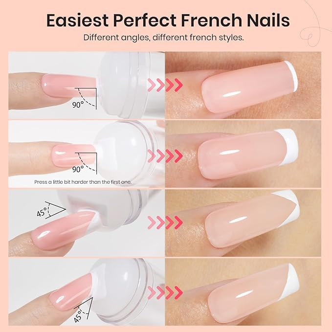 Beetles Nail Stamp French Tip Tool 4Pcs Nail Stamper Single Head Easy Manicure Long & Short French Tip Stamp Tool with 2Pcs Nail Scraper Decorations Gift for Women