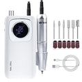 45000RPM Electric Machine Set With LCD Screen File Machine For Acrylic Gels Nails Manicures (White)