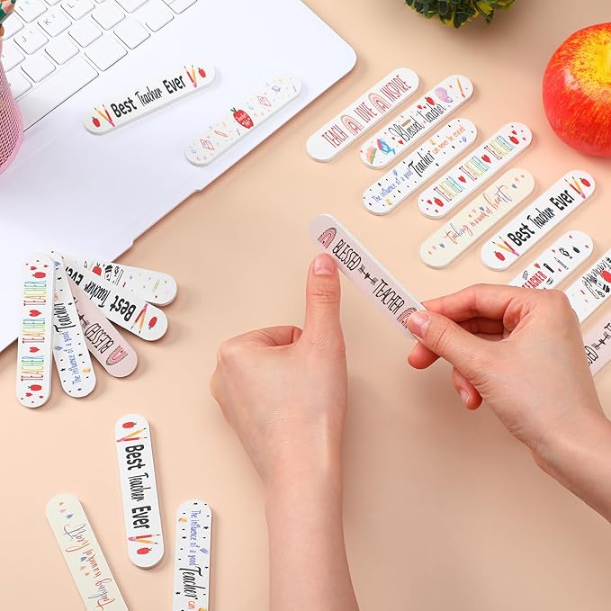 50 Pack Teacher's Day Appreciation Gifts Bulk Mini Nail Files for Teacher Party Favors Staff Emery Boards for Women Goodie Bag Stuffers Small Spa Gifts for Employee Coworkers Office Supplies