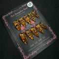 Handmade Press on Nails Short False Nails with 3D Jewelry Nail Dark Style Easy Wear Size L