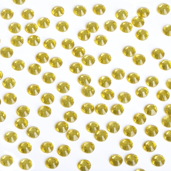 Bymitel Hotfix Crystal Rhinestones Round Gem Iron on DIY Jewelry Making Flat Back for Craftss,Citrine, 1.6mm(SS4/2880pcs)