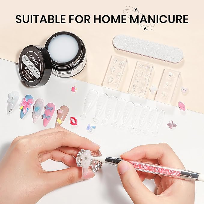 White 3d Sculpting Gel for Nails, 3d Gel Nail Art Non Stick Hand Extension Nail Gels Sculpture Molding Gels with 3D Silicone Nail Art Home DIY Manicure for Women Girls