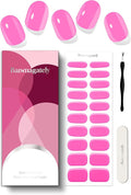 Semi Cured Gel Nail Strips, 20Pcs Long Lasting Salon Quality Wraps, Easy Apply & Remove Gel Nail Stickers with UV Light (Pink Riot)