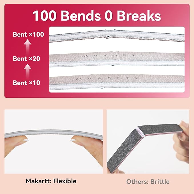 Makartt Nail File, 100/180 Grit 20 Pcs Nail Files for Natural Nails, Professional Strong Emery Boards for Nails Doubled Sides Washable Fingernail Files Manicure Tool Set