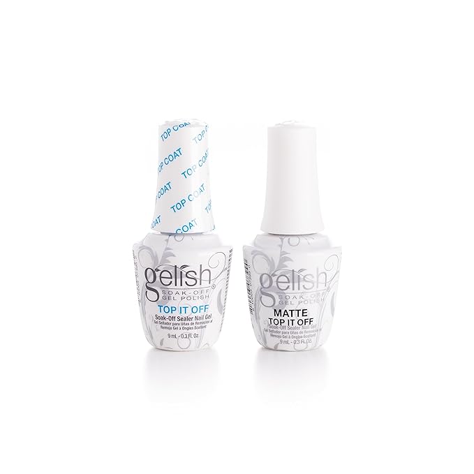 Gelish MINI 9mL Essentials Value Pack – LED/UV Cure, Long-Lasting, Chip-Resistant, Professional Gel Nail Kit for Manicures (Top It Off & Matte Top It Off Duo)