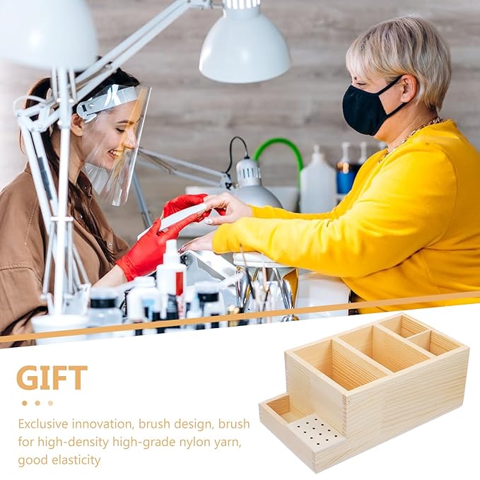 Beaupretty Box grinding head storage box name cards holder nail tool storage case nail salon drill bits container nail tool display stand makeup brush nail bit wooden drill rig manager