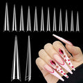 Lionvison 4XL Stiletto Nail Tips for Acrylic Nails Professional, 300Pcs Clear Nail Tips Half Cover Extra Long False Nails for Home Salon DIY, 12 Sizes