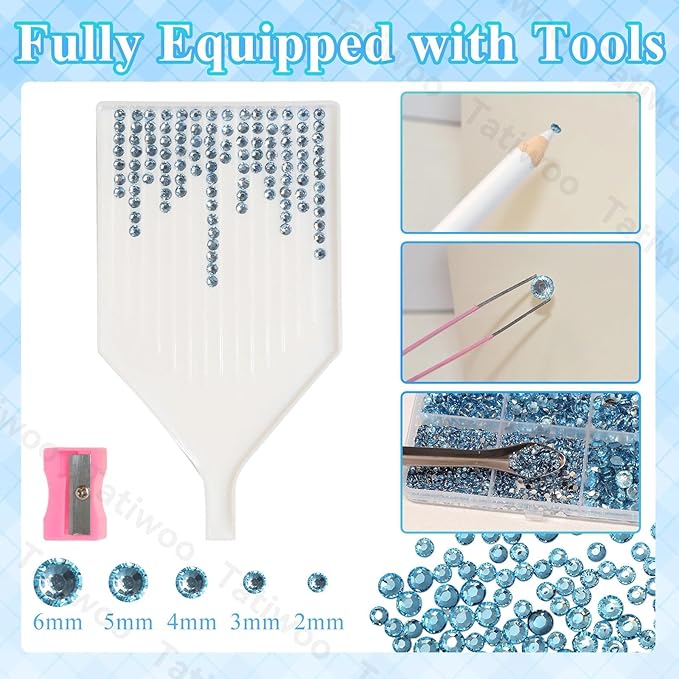 20000Pcs Light Blue Flatback Jelly Resin Rhinestones for Bedazzling, Mix Sizes Crystal Rhinestones Gems, Light Blue Gems Bedazzling for Crafting for DIY Face Makeup Crafts Tumblers