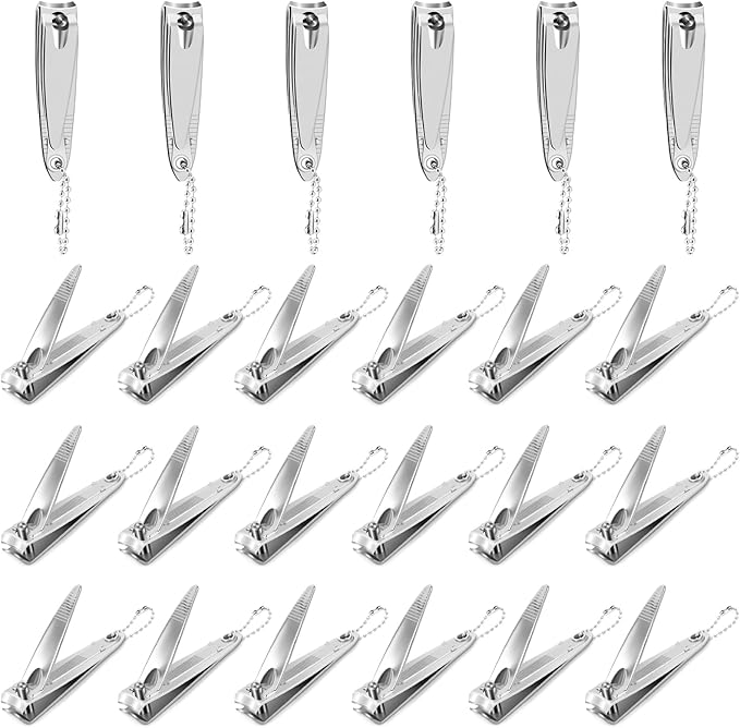 HOFASON 24 Pcs Nail Clippers Bulk for Men Women Adult, Professional Stainless Steel Fingernail and Toe Nail Clipper Cutter Set with File & Key Chains, Travel Manicure Pedicure Trimmer Kit for Homeless