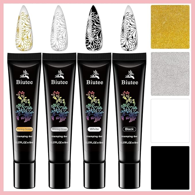 SEISSO Stamping Nail Polish Gels, 12 Colors Stamping Gels 0.25 Fl Oz Soak Off Printed Gel UV Stamp Nail Gel for Nail Stamp Plate Stamper DIY Nail Art Design
