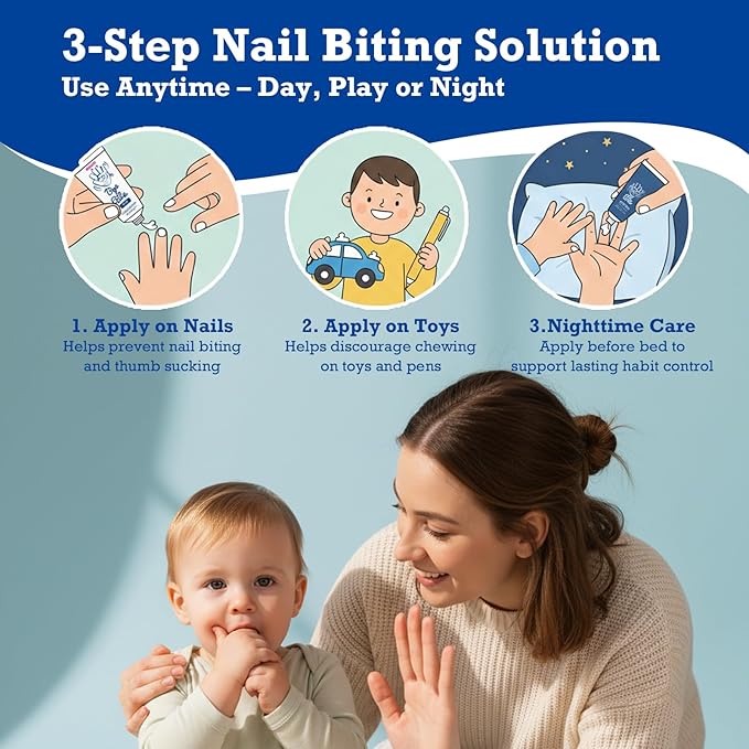 ByeBite Nail Biting & Thumb Sucking Solution – Natural Day & Night Nail Care Duo | Bitter Nail Protection Cream + Nail Nourish Cream | Plant-Based Formula | Helps Encourage Healthy Nail Habits