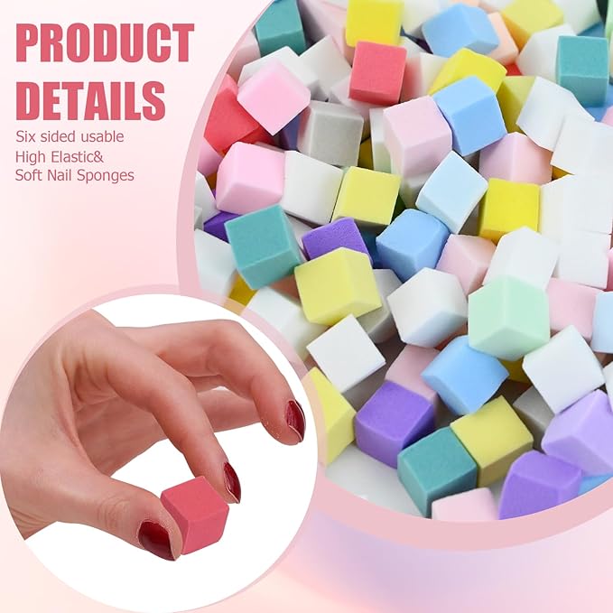 300Pcs Soft Nail Sponges for Ombre,Colorful Nail Art Sponges With Grabbing Pen,Acrylic Palette for Gradient Arc Brush Accessories Supplies for Salon and Home