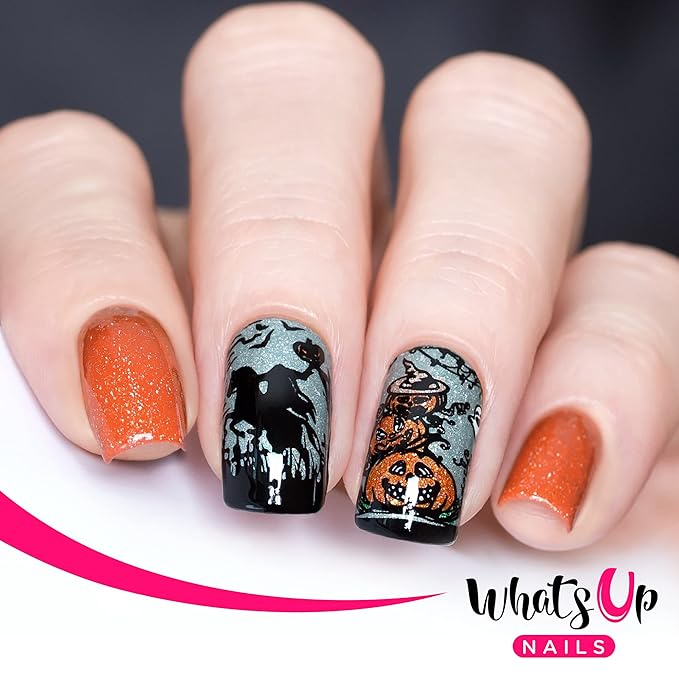 Whats Up Nails - Halloween Stamping Plates 2 Pack (B054, B072) for Nail Art Design