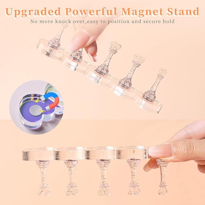 MAYEEN Nail Stand Press On Nails Upgraded Raised Nail Holder For Painting Nails Art Display Stand Practice Aurora Acrylic Fake Nail Holder Tips Home DIY Salon Supplies