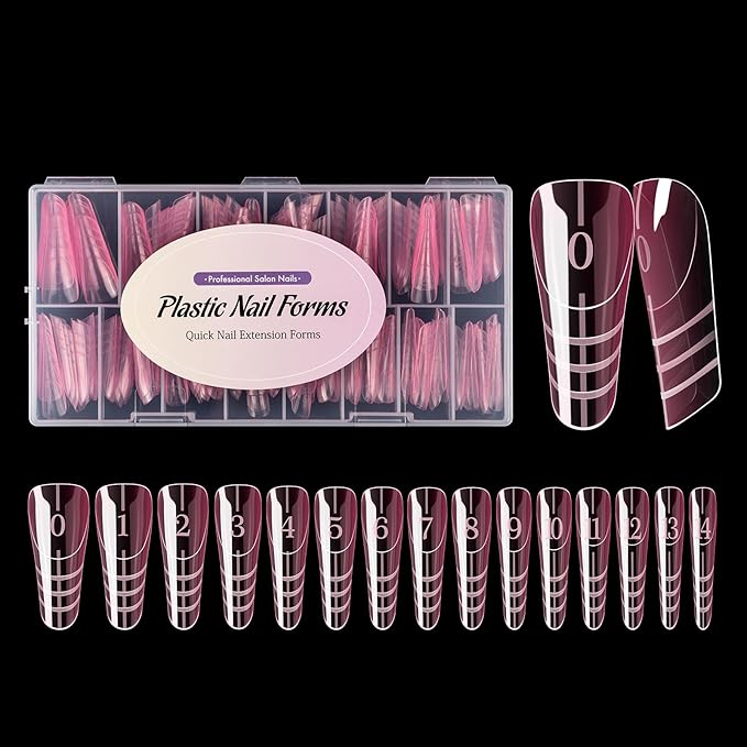 NMKL38 Pink 150PCS Dual Nail Forms 15 Sizes