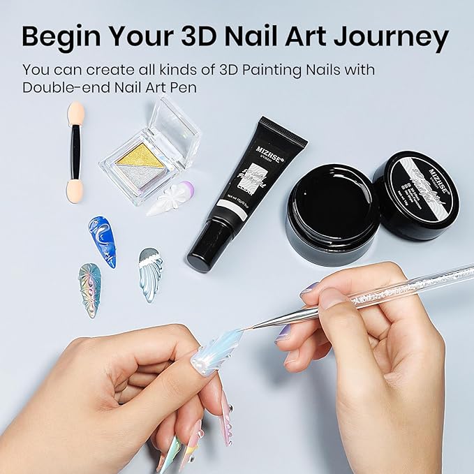 MIZHSE 3D Nail Gel and 3D Painting Gel - 3D Nail Art Sculpting 15g No Wipe U V Soak Off Gels Polish DIY Home for Drawing, Sculpture and Decoration