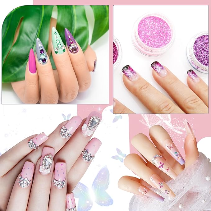 Acrylic Nail Kit,Professional Multicolor Acrylic Nails Powder Nail Starter Kit Decoration Tools with Everything UV Light for Beginners