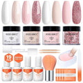 Modelones Pink Dip Powder Nail Kit, 4 Colors White Nude Glitter Dipping Starter Set with Liquid and Complete Accessories for French Nails Art Salon DIY at Home Gifts for Women