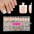 Toe Nail Press Ons, French Tip Toe Press On Nails for Salon, 150pcs Square Pre-Designed Soft Gel Thick False Toenail Extension, French Nude Acrylic nails Valentines Gifts for Women 15 Sizes