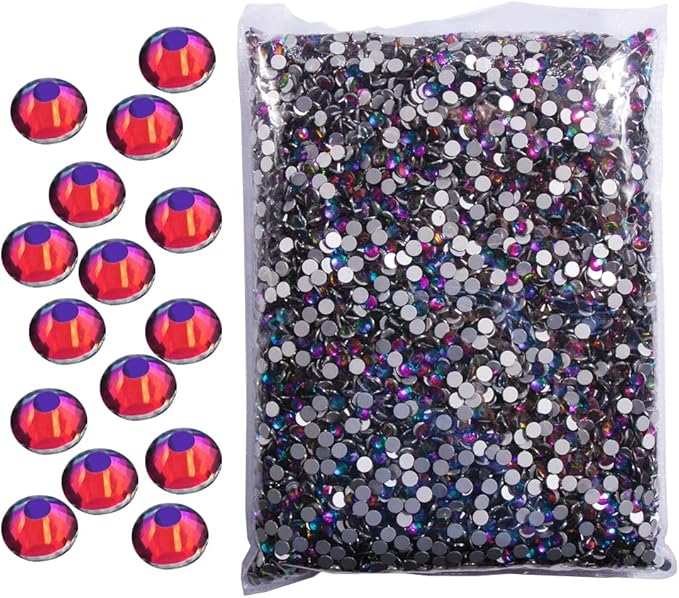Hisenlee 14400PCS Rhinestone SS3-SS20 Crystal Gems 9 Sizes Wholesale Nail Art Rhinestone Flatback Round Glass Diamond for Crafts (SS10, Green Flame)