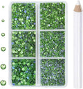 8000pcs Hotfix Rhinestones Flatback,Rhinestones for Crafts Clothes Mixed 6 Sizes, Hotfix Crystals with Wax Pencil Kit, SS3-SS12,Peridot