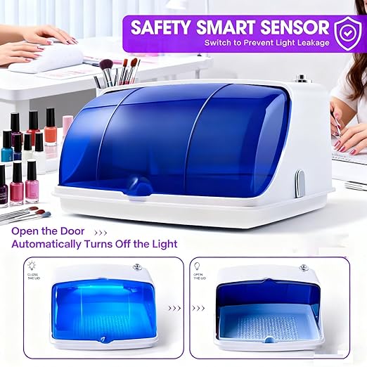 Large Capacity Nail Art Tool Sterilizer Box for Salon & Home Use - Professional Sterilizer Organizer for Manicure, Esthetician, Tattoo & Dental Accessories