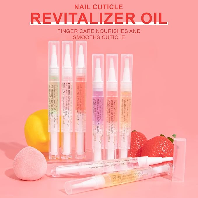 Meschett 3PCS Nail Cuticle Oil Pens with Nail File, Cuticle Oil for Nails from Natural, Nail Oil Cuticle for Cracked and Dry Nail(Pineapple & Peach & Jasmine Flavor)