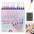 12 Colors Nail Art Pens Set, Nail Polish Pens Quick Dry Na il Polish Markers for DIY Na il Art Design, Acrylic Painting & Dotting, Manicure Tools for Beginners & Professionals