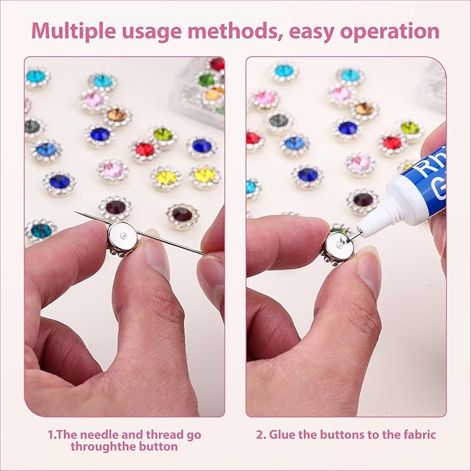 100 Pcs 12MM Sew on Rhinestones Mixed Colors Crystal Glass Metal Base Flower Shape，Flatback Rhinestones for Crafting，Sewing Accessories for Clothes and Shoes