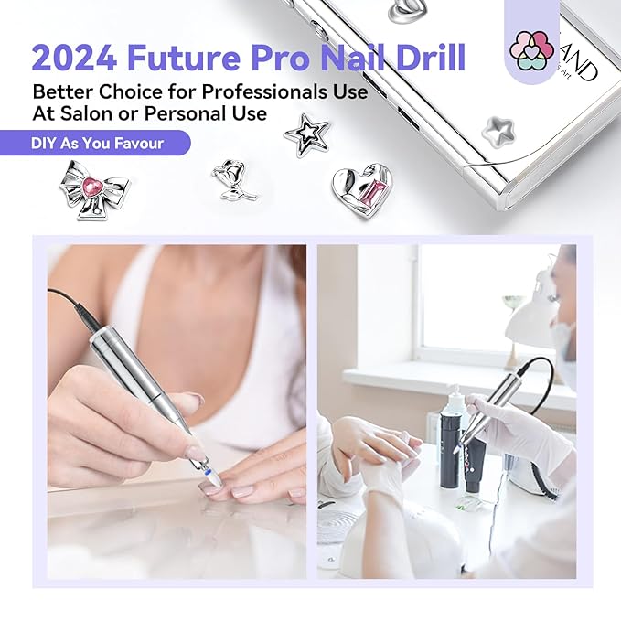 SAVILAND Professional Electric Nail Drill : 40000RPM Portable Nail Drill Kit E File with Drill Bits Rechargeable 6000mAh for Acrylic Gel Nails for Salon Home, Y2K