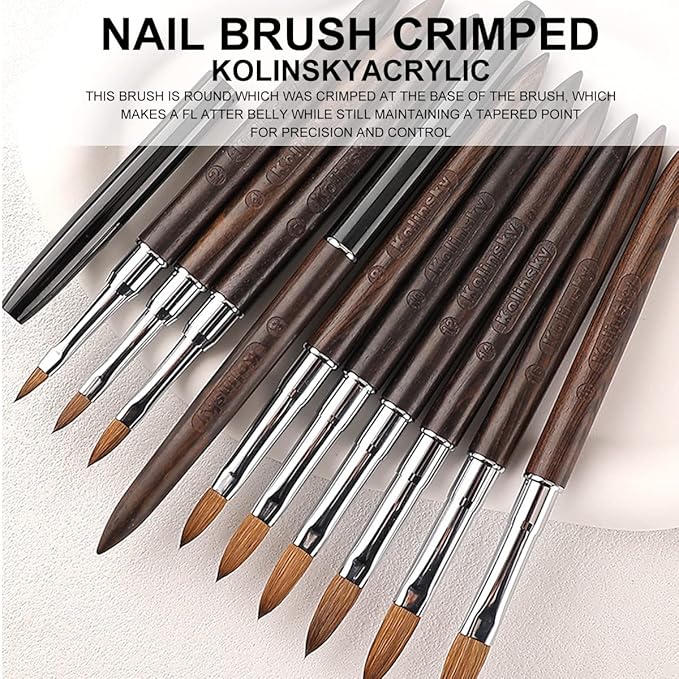 Acrylic Nail Brushes,100% Kolinsky Acrylic Nail Brush, Size 12 Nail Brush for Acrylic Application Round Oval Shaped, Nail Art Brushes for Acrylic Application Nail Extension Professional Nail Art Brush