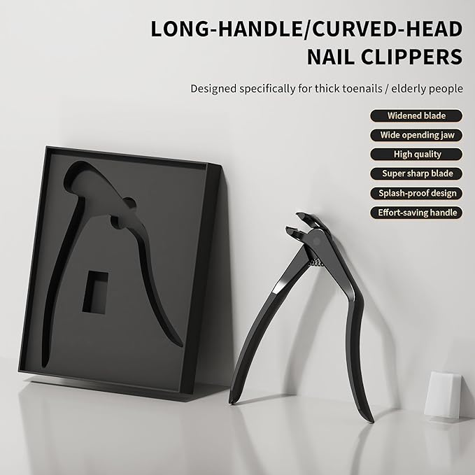 Long Handle Toenail Clippers for Seniors Curved Head Toe Nail Clippers for Thick Nails for Elderly